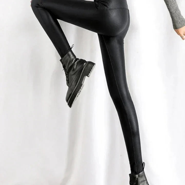 Leggings amincissants en simili cuir