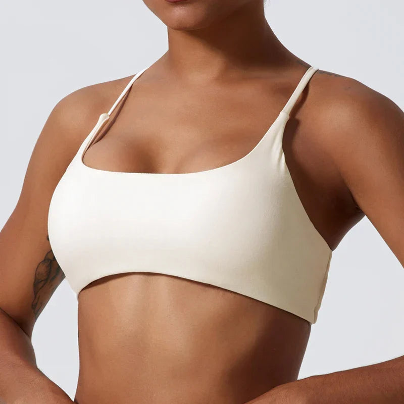 Brassière de sport court à dos croisé