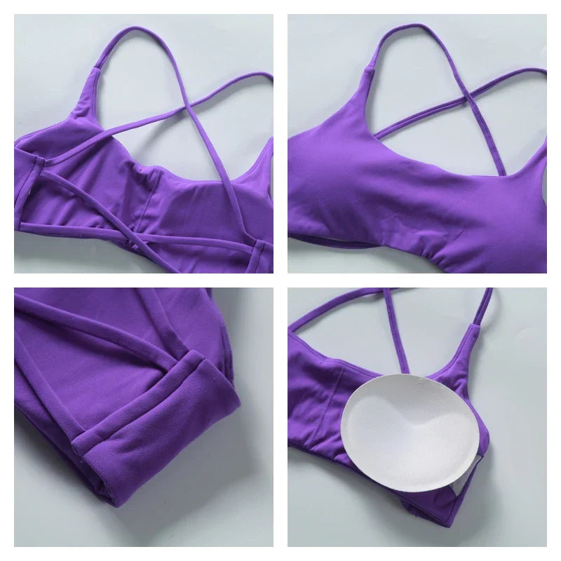 Brassière de sport court à dos croisé