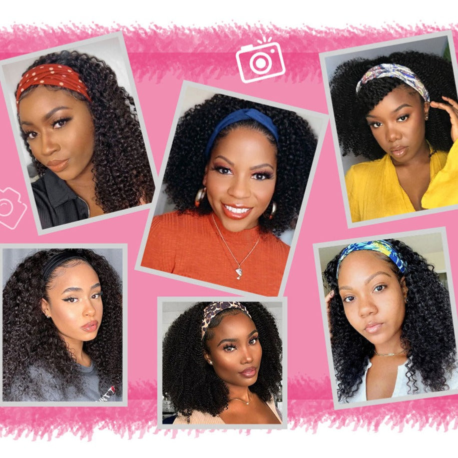Bandana wig ultra confortable afro curly humain 100% naturel