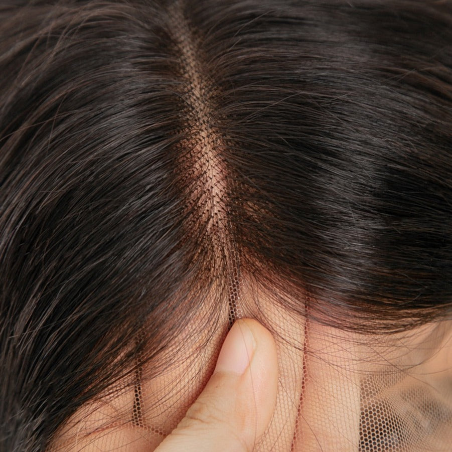 Perruque brésilienne lisse, densité de 150 %, 5x5x 1, filet capillaire