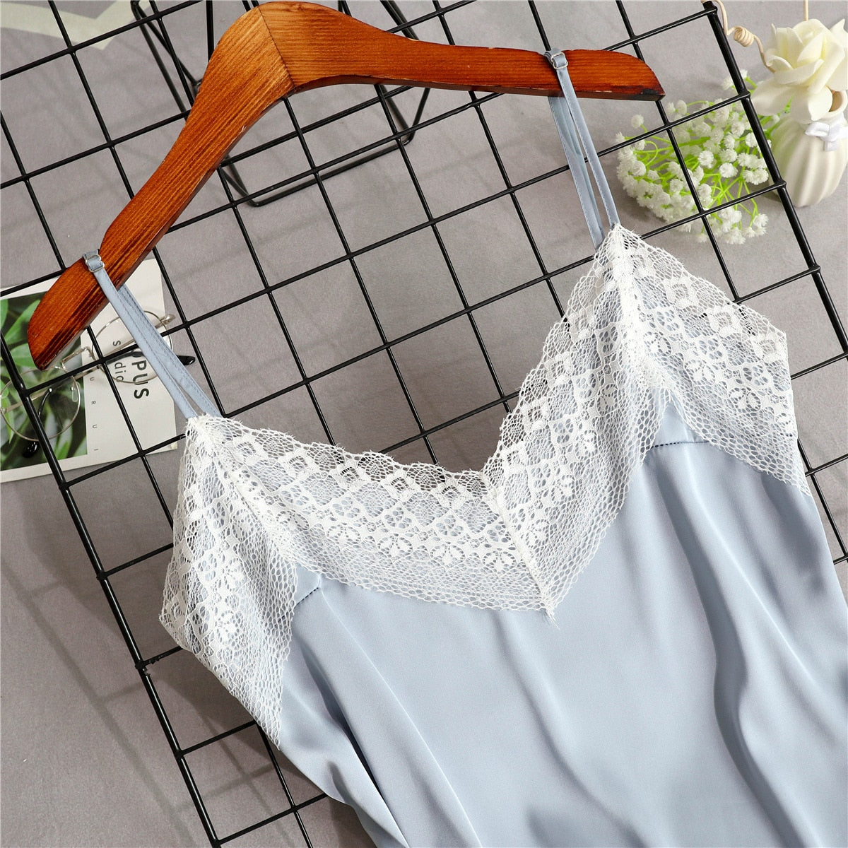 Sleepwear lace & satin pajama Lingerie-Avenue