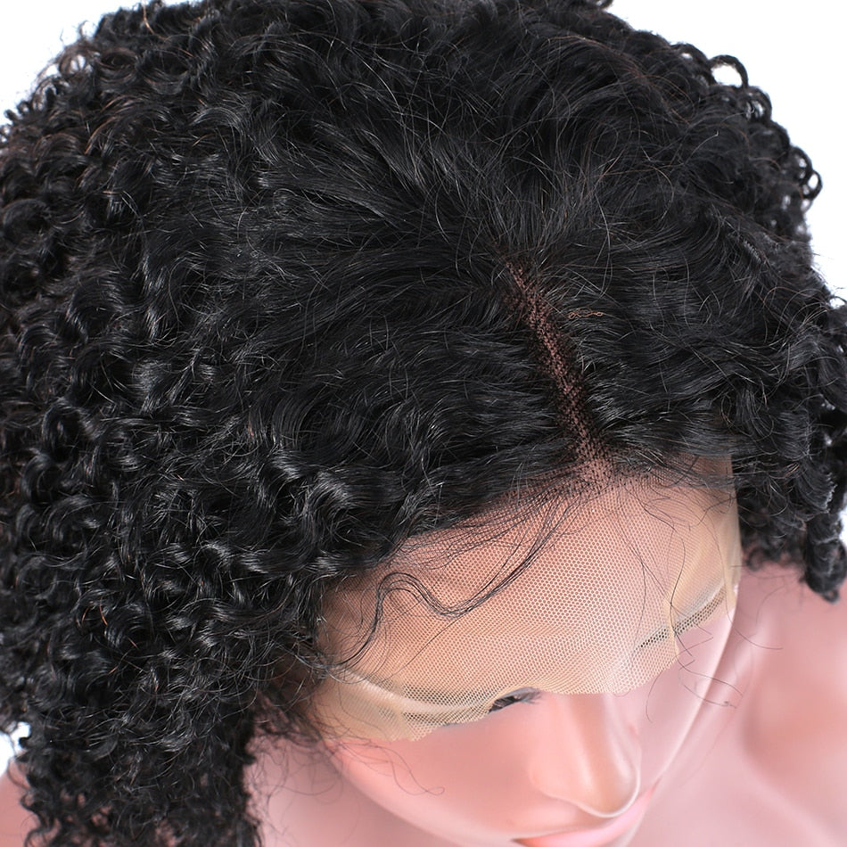 Perruque Lace Front Wig brésilienne naturelle, coupe au carré