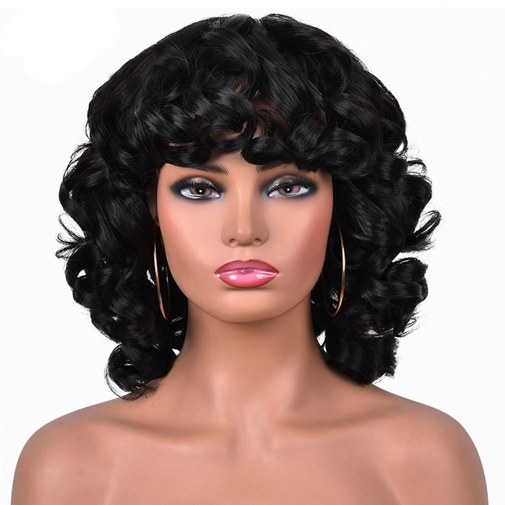 Perruque afro touffus bouclés avec frange