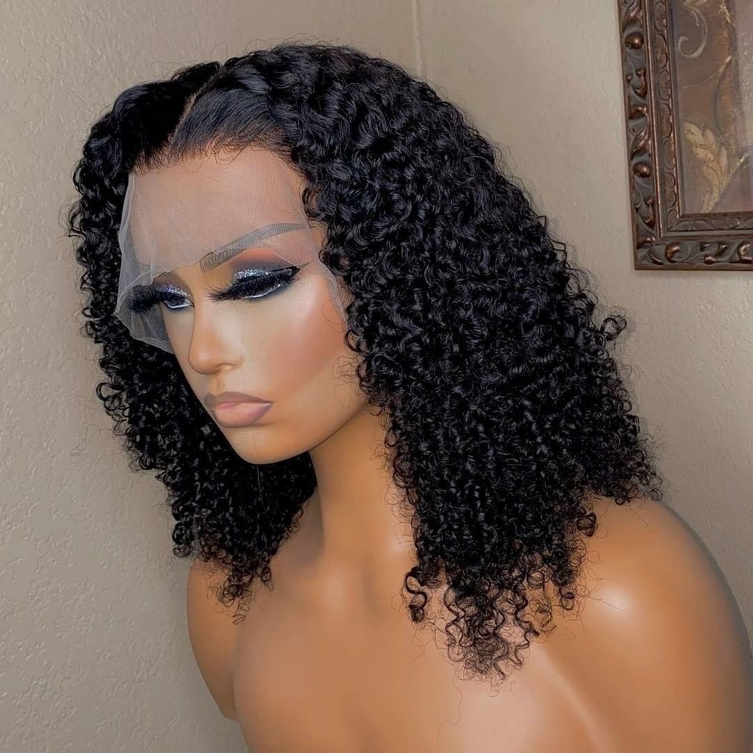 Perruque Lace Front Wig brésilienne naturelle, coupe au carré