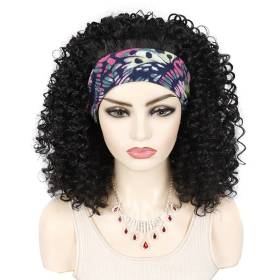 Perruque bob bouclée courte avec bandeau synthétique frisée