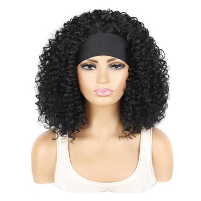 Perruque bob bouclée courte avec bandeau synthétique frisée