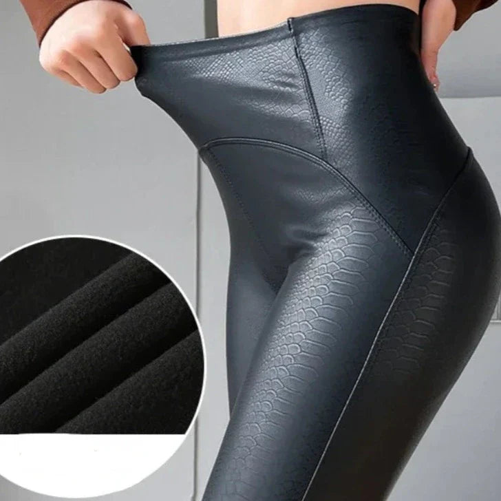 Leggings amincissants en simili cuir