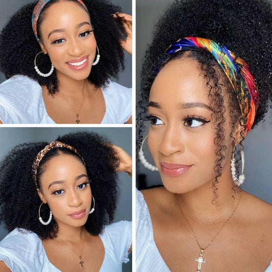 Bandana wig ultra confortable afro curly humain 100% naturel